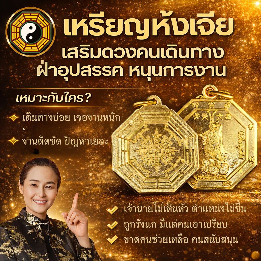 เหรียญเทพเจ้าเห้งเจีย เสริมดวง ฝ่าฟันอุปสรรค คุ้มครองภัย ด้วยพลังไต่เสี่ยฮุกโจ้ว